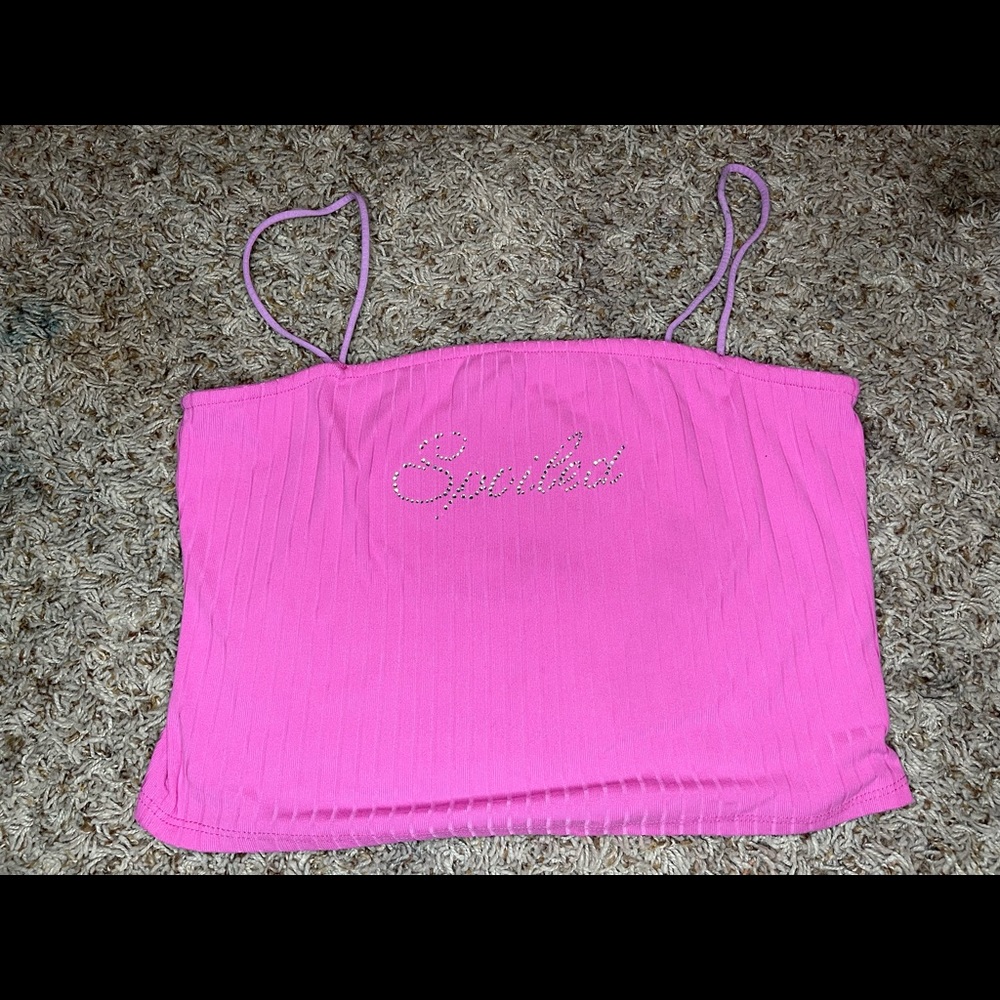 Cute pink tank crop top